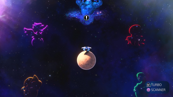 Astro au centre sur sa Dual Speeder partant à l'aventure