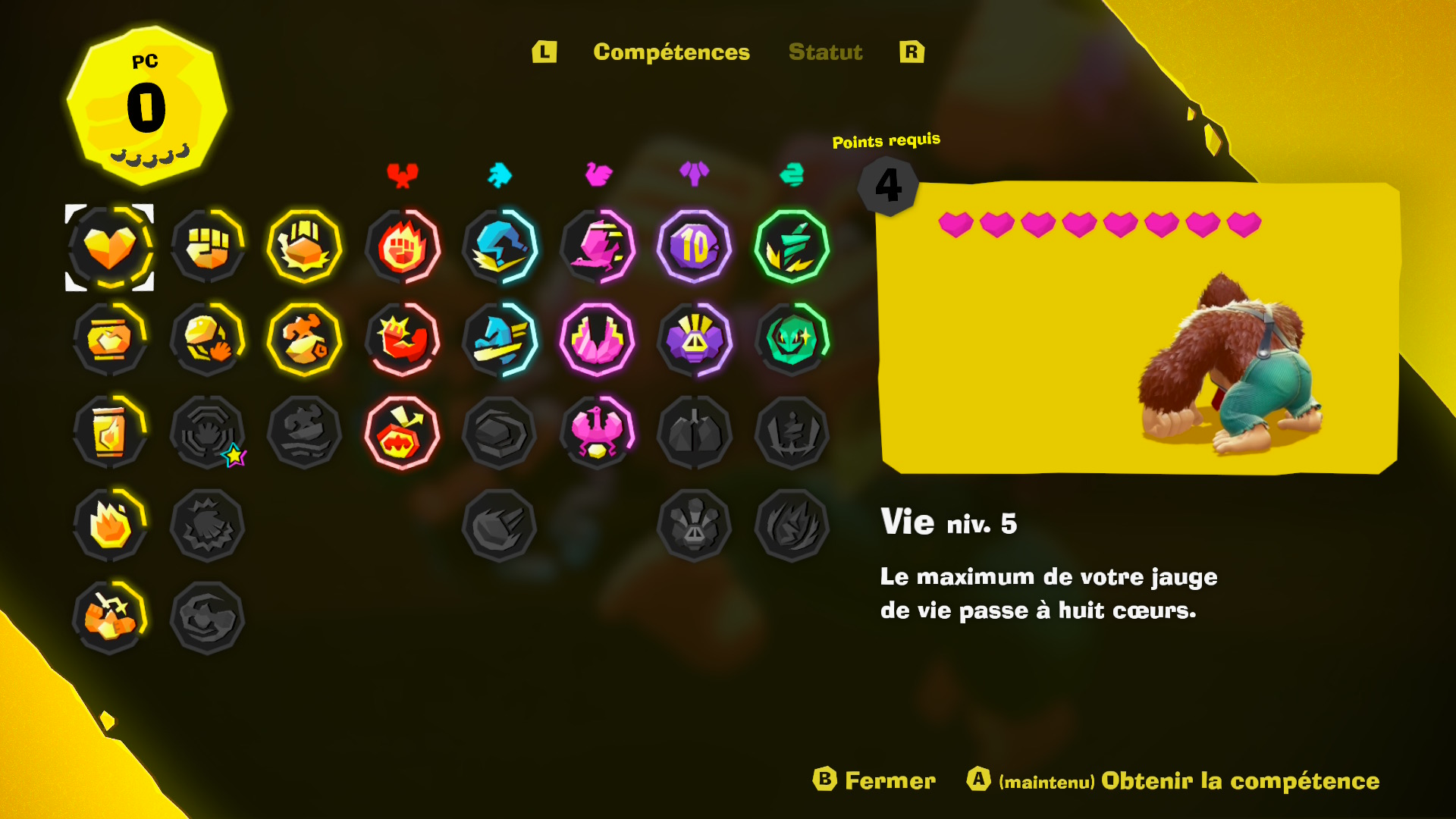 Arbre compétence Donkey Kong Bananza